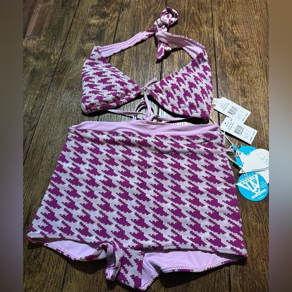 WET Swimwear Jordan Houndstooth Two Piece Swimsuit Size Large MSRP $166 NWT - Picture 3 of 12